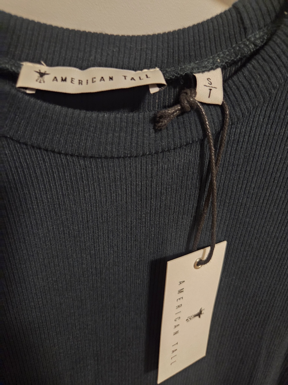 American Tall Ribbed Crewneck Top — Forest Green - Picture 3 of 3